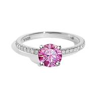 SDGBCXD Ring, Moissanite Engagement for Frauen 1ct D Farbe VVS1 Diamant 925 Sterling Silber Hochzeit(Pink,5)
