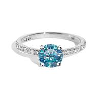 SDGBCXD Ring, Moissanite Engagement for Frauen 1ct D Farbe VVS1 Diamant 925 Sterling Silber Hochzeit(Blue,5.5)