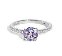 SDGBCXD Ring, Moissanite Engagement for Frauen 1ct D Farbe VVS1 Diamant 925 Sterling Silber Hochzeit(Light Purple,8)