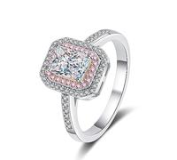 SDGBCXD Ring, Moissanite Hochzeit for Frauen 1ct Radiant Cut D Farbe VVS1 Diamant Verlobung(7)