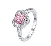 SDGBCXD Ring, Verlobungsring for Frauen, 1 Karat S925 Sterlingsilber, Rundschliff, Farbe D, VVS1, Diamant, Hochzeitstag(Pink,6)