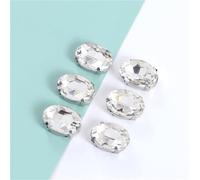 SDGBCXD Strasssteine, Ovale Form, Glaskristall, for Aufnähen von Strasssteinen mit silberner Klaue, Handarbeit, Strass for Steinen, Kleidungszubehör, Schuhe, Taschen, DIY(White,6x8mm 20pcs)