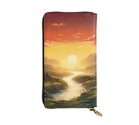 SDTYKHJ Damen Geldbörse Clutch Große Kapazität Lange Brieftasche Aufgehende Sonne Leder Damen Karte Handy Halter Reise Geldbörse