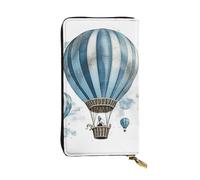 SDTYKHJ Damen Geldbörse Clutch Große Kapazität Lange Brieftasche Blau Heißluftballon Leder Damen Karte Handy Halter Reise Geldbörse