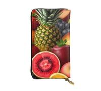 SDTYKHJ Damen Geldbörse Clutch Große Kapazität Lange Brieftasche Frische Saftige Früchte Leder Damen Karte Handy Halter Reise Geldbörse