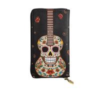 SDTYKHJ Damen Geldbörse Clutch Große Kapazität Lange Brieftasche Gitarre Pfeffer Sugar Skull Leder Damen Karte Handy Halter Reise Geldbörse