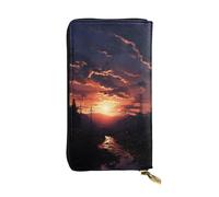 SDTYKHJ Damen-Geldbörse, Clutch, große Kapazität, lange Geldbörse, Abenddämmerung, Landschaft, Leder, Damen, Karte, Handyhalter, Reisegeldbörse