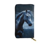 SDTYKHJ Damen Geldbörse Clutch Große Kapazität Lange Geldbörse Blau Pferd Leder Damen Kartenhalter Reise Geldbörse