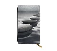 SDTYKHJ Damen Geldbörse Clutch Große Kapazität Lange Geldbörse Grau Zen Steine Bild Leder Damen Karte Handy Halter Reise Geldbörse