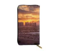 SDTYKHJ Damen Geldbörse Clutch Große Kapazität Lange Geldbörse Las Vegas Sunset Leder Damen Karte Handy Halter Reise Geldbörse