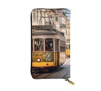 SDTYKHJ Damen Geldbörse Clutch Große Kapazität Lange Geldbörse Lissabon Straßenbahn Leder Damen Karte Handy Halter Reise Geldbörse