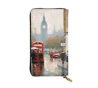 SDTYKHJ Damen Geldbörse Clutch Große Kapazität Lange Geldbörse London Impression Leder Damen Karte Handy Halter Reise Geldbörse