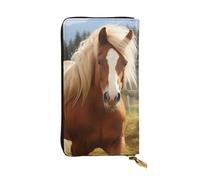 SDTYKHJ Damen Geldbörse Clutch Große Kapazität Lange Geldbörse Niedlich Braun Pferd Leder Damen Karte Handy Halter Reise Geldbörse