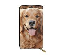 SDTYKHJ Damen Geldbörse Clutch Große Kapazität Lange Geldbörse Niedlich Golden Retriever Leder Damen Karte Handy Halter Reise Geldbörse