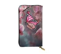 SDTYKHJ Damen Geldbörse Clutch Große Kapazität Lange Geldbörse Orchidee Blume Schmetterling Frühling Leder Damen Karte Handy Halter Reise Geldbörse