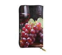 SDTYKHJ Damen Geldbörse Clutch Große Kapazität Lange Geldbörse Rotwein Traube Leder Damen Karte Handy Halter Reise Geldbörse