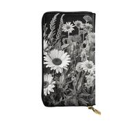 SDTYKHJ Damen Geldbörse Clutch Große Kapazität Lange Geldbörse Schwarz und Weiß Blumen Leder Damen Karte Handy Halter Reise Geldbörse