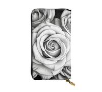 SDTYKHJ Damen Geldbörse Clutch Große Kapazität Lange Geldbörse Schwarz Weiß Rose Leder Damen Karte Handy Halter Reise Geldbörse