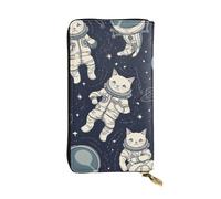 SDTYKHJ Damen Geldbörse Clutch Große Kapazität Lange Geldbörse Spaß Katze Astronaut Leder Damen Karte Handy Halter Reise Geldbörse
