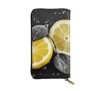 SDTYKHJ Damen Geldbörse Clutch Große Kapazität Lange Geldbörse Zitrone mit auf Schwarz und Weiß Leder Damen Kartenhalter Reise Geldbörse