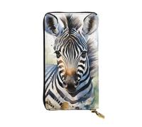 SDTYKHJ Damen-Geldbörse, Clutch, großes Fassungsvermögen, langes Portemonnaie, niedliches Zebra, Aquarell-Leder, Kartenhalter, Handyhalter, Reisegeldbörse