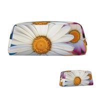 SDTYKHJ Federmäppchen Barberton Daisy Big Pencil Bag Tragbare Münztasche Ästhetische Kosmetiktasche Leder Make-up Tasche, silber, Einheitsgröße