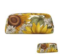 SDTYKHJ Federmäppchen, Bienen, Sonnenblumen, Gänseblümchen, Rose, Blumen, große Bleistifttasche, tragbare Münztasche, ästhetische Kosmetiktasche, Leder, Make-up-Tasche, silber, Einheitsgröße