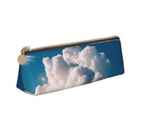 SDTYKHJ Federmäppchen, blau, groß, tragbar, Münztasche, ästhetische Kosmetiktasche, Leder, Make-up-Tasche