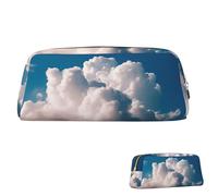 SDTYKHJ Federmäppchen, blau, groß, tragbar, Münztasche, ästhetische Kosmetiktasche, Leder, Make-up-Tasche, Gold, Einheitsgröße