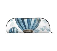 SDTYKHJ Federmäppchen, blau, Heißluftballon, große Bleistifttasche, tragbare Münztasche, ästhetische Kosmetiktasche, Leder, Make-up-Tasche, silber, Einheitsgröße