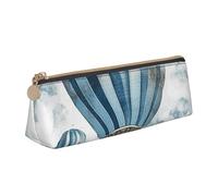 SDTYKHJ Federmäppchen, blau, Heißluftballon, große Bleistifttasche, tragbare Münztasche, ästhetische Kosmetiktasche, Leder, Make-up-Tasche