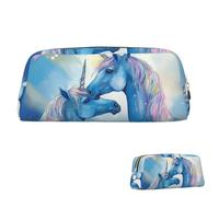 SDTYKHJ Federmäppchen, blau, Liebe, großes Federmäppchen, tragbare Münztasche, ästhetische Kosmetiktasche, Leder, Make-up-Tasche