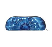 SDTYKHJ Federmäppchen, blau, Löwenzahn, großes Federmäppchen, tragbar, Münztasche, ästhetische Kosmetiktasche, Leder, Make-up-Tasche, silber, Einheitsgröße