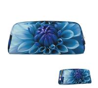 SDTYKHJ Federmäppchen, blaue Dahlie, große Bleistifttasche, tragbare Münztasche, ästhetische Kosmetiktasche, Leder, Make-up-Tasche, Gold, Einheitsgröße