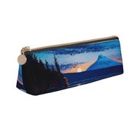 SDTYKHJ Federmäppchen, blauer Sonnenuntergang, großes Federmäppchen, tragbar, Münztasche, ästhetische Kosmetiktasche, Leder, Make-up-Tasche