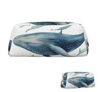 SDTYKHJ Federmäppchen, blauer Wal, großes Federmäppchen, tragbare Münztasche, ästhetische Kosmetiktasche, Leder, Make-up-Tasche, Gold, One Size