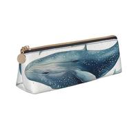 SDTYKHJ Federmäppchen, blauer Wal, großes Federmäppchen, tragbare Münztasche, ästhetische Kosmetiktasche, Leder, Make-up-Tasche
