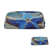 SDTYKHJ Federmäppchen, blaues Meer, großes Federmäppchen, tragbar, Münztasche, ästhetische Kosmetiktasche, Leder, Make-up-Tasche, Gold, Einheitsgröße