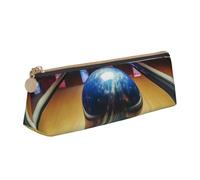 SDTYKHJ Federmäppchen Bowling Big Pencil Bag Tragbare Münztasche Ästhetische Kosmetiktasche Leder Make-up Tasche