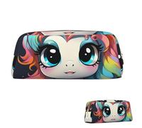 SDTYKHJ Federmäppchen, bunt, Frisur, großes Federmäppchen, tragbar, Münztasche, ästhetische Kosmetiktasche, Leder, Make-up-Tasche