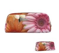 SDTYKHJ Federmäppchen, bunt, Gänseblümchen, großes Federmäppchen, tragbar, Münztasche, ästhetische Kosmetiktasche, Leder, Make-up-Tasche, Gold, Einheitsgröße