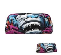 SDTYKHJ Federmäppchen, bunt, Graffiti, großes Federmäppchen, tragbar, Münztasche, ästhetische Kosmetiktasche, Leder, Make-up-Tasche