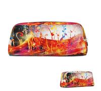 SDTYKHJ Federmäppchen, bunt, Klaviertastatur, Musiknoten, großes Federmäppchen, tragbar, Münzfach, ästhetische Kosmetiktasche, Leder, Make-up-Tasche, silber, Einheitsgröße