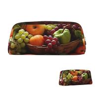 SDTYKHJ Federmäppchen, bunt, verschiedene Gemüse und Obst, großes Federmäppchen, tragbare Münztasche, ästhetische Kosmetiktasche, Leder, Make-up-Tasche, silber, Einheitsgröße