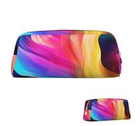 SDTYKHJ Federmäppchen, bunte Wellen, großes Federmäppchen, tragbar, Münztasche, ästhetische Kosmetiktasche, Leder, Make-up-Tasche