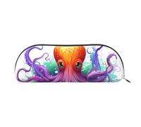 SDTYKHJ Federmäppchen, buntes Oktopus, großes Federmäppchen, tragbar, Münztasche, ästhetische Kosmetiktasche, Leder, Make-up-Tasche, silber, Einheitsgröße