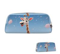 SDTYKHJ Federmäppchen, Cartoons, Giraffe, groß, tragbar, Münztasche, ästhetische Kosmetiktasche, Leder, Make-up-Tasche, silber, Einheitsgröße