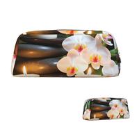 SDTYKHJ Federmäppchen, Entspannung mit Massage, Spa, große Bleistifttasche, tragbare Münztasche, ästhetische Kosmetiktasche, Leder, Make-up-Tasche, silber, Einheitsgröße