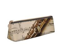 SDTYKHJ Federmäppchen, Flöte, Musik, große Bleistifttasche, tragbare Münztasche, ästhetische Kosmetiktasche, Leder, Make-up-Tasche