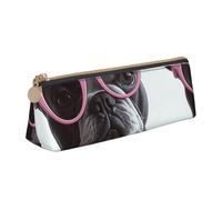 SDTYKHJ Federmäppchen Französische Bulldogge Brille, große Bleistifttasche, tragbare Münztasche, ästhetische Kosmetiktasche, Leder, Make-up-Tasche